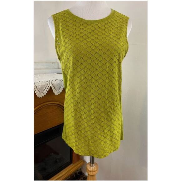 Anthropologie James Coviello Sleeveless Cotton/Linen Green Top - Size M - Picture 1 of 7